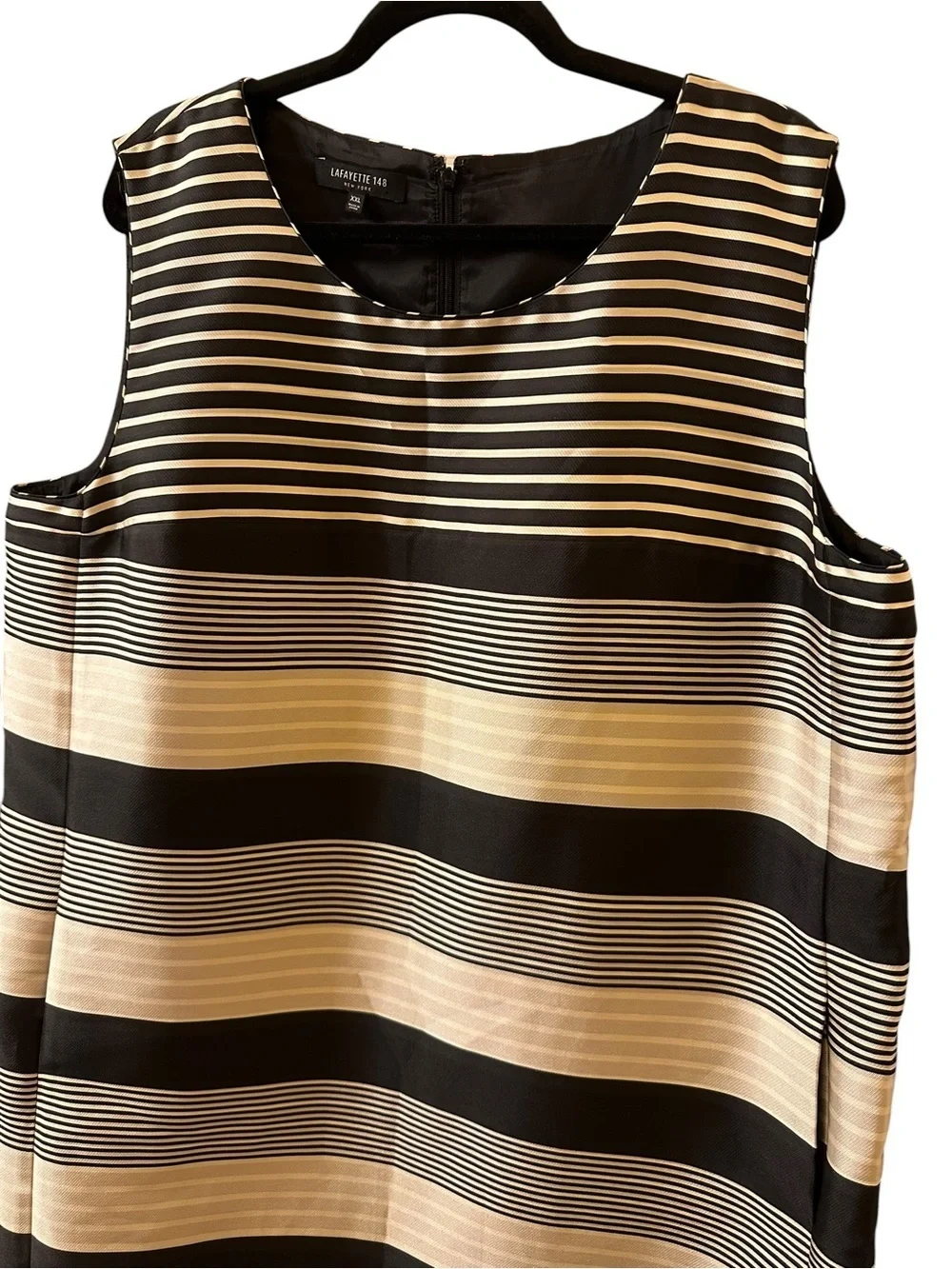 Lafayette 148 New York Black and gray Striped Sleeveless Shift Dress size XXL